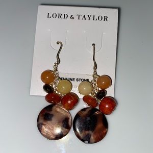 Lord & Taylor hanging pierced earrings genuine stone 17k over sterling silver